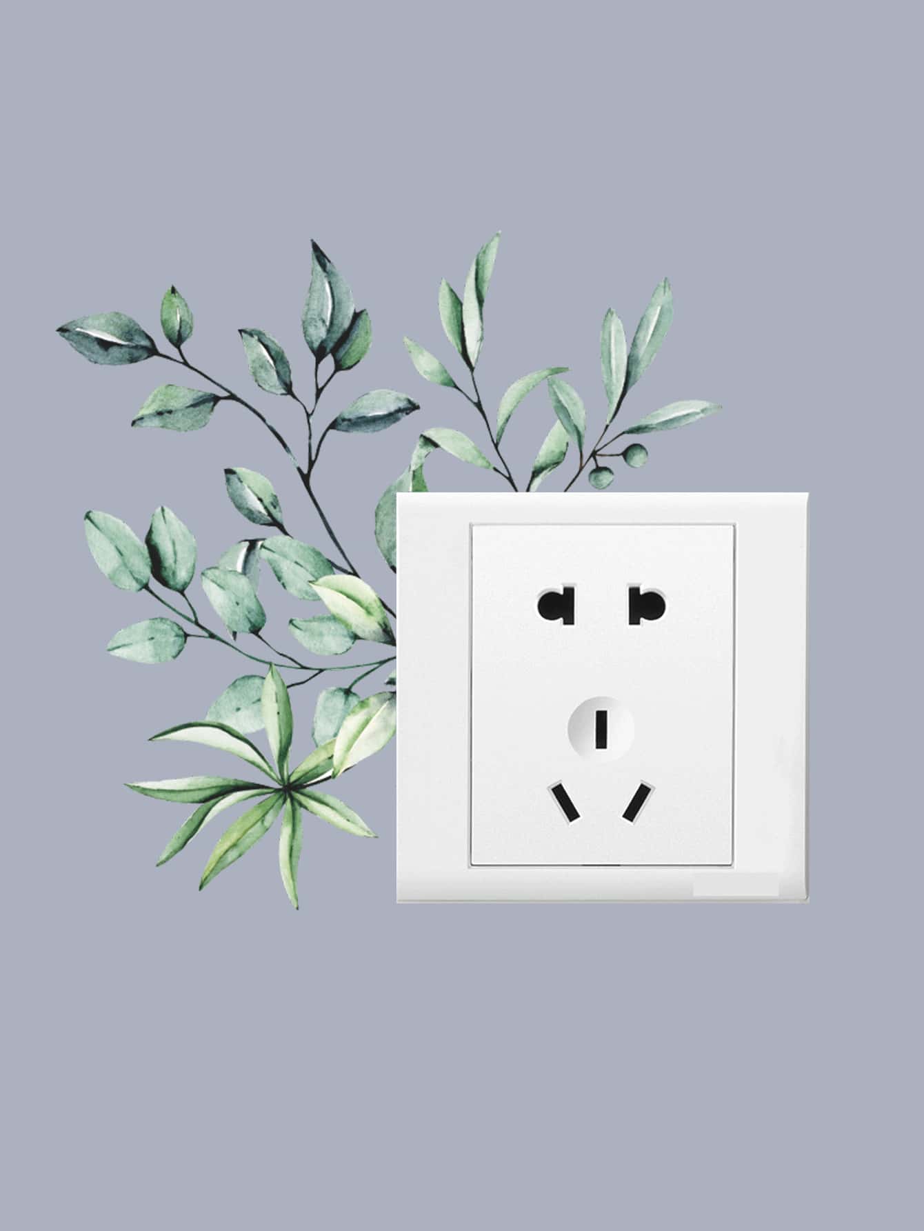 Plants Pattern Switch Outlet Wall Sticker - Green - View 2
