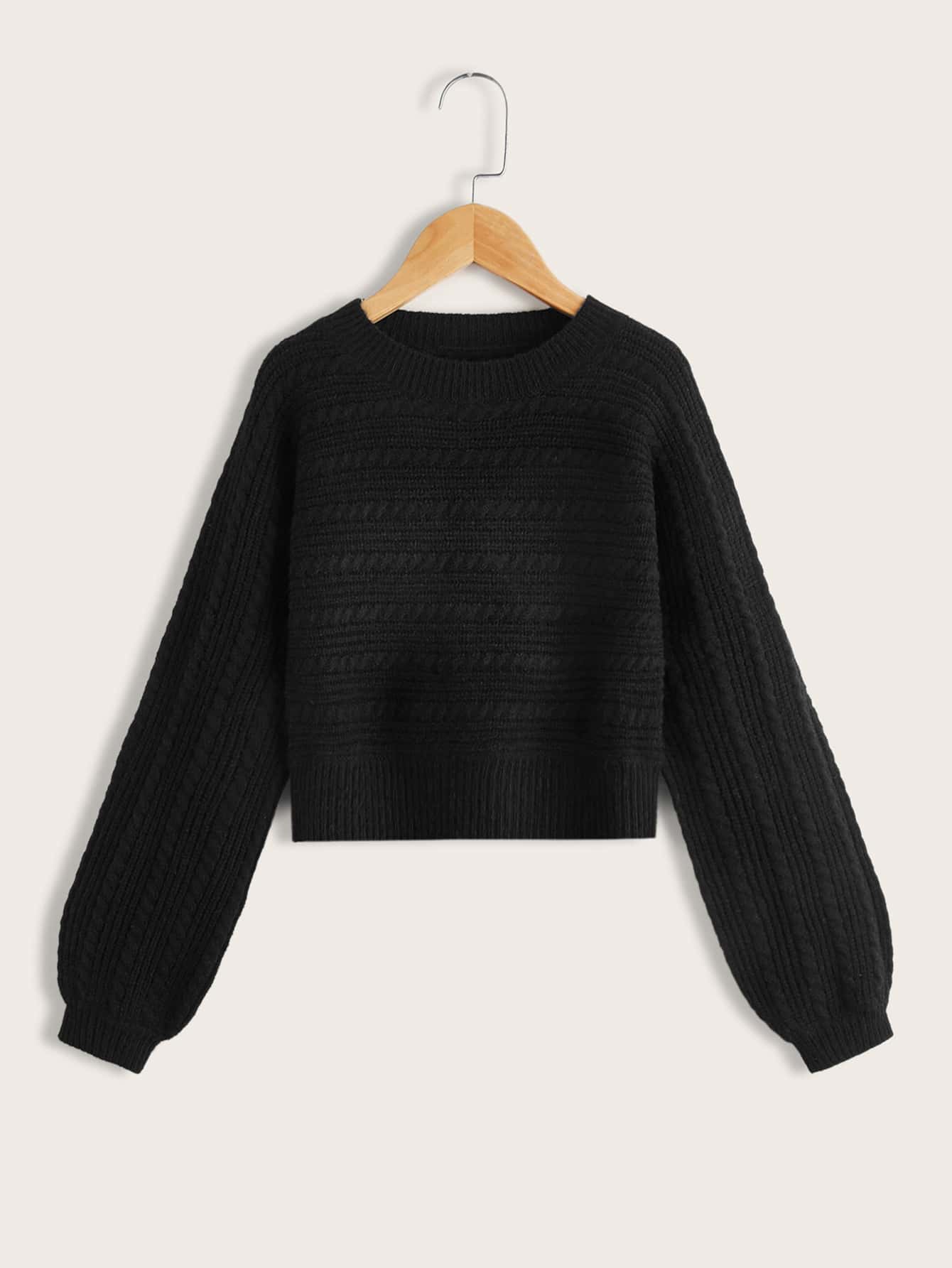 Girls Cable Knit Sweater - Black - View 1