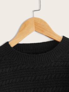 Girls Cable Knit Sweater - Black - View 3