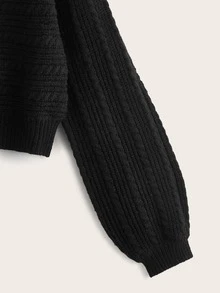 Girls Cable Knit Sweater - Black - View 4