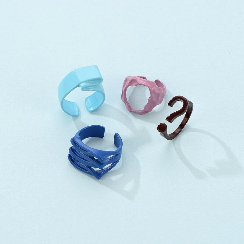 

4pcs Hollow Out Design Ring, Multicolor