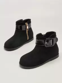 Cô gái Giày ống Suedette  Đồ trang trí khóa Dây kéo bên - màu đen - Xem 1