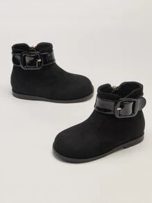 Cô gái Giày ống Suedette  Đồ trang trí khóa Dây kéo bên - màu đen - Xem 3