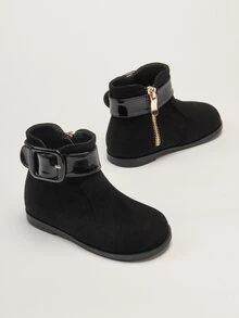 Cô gái Giày ống Suedette  Đồ trang trí khóa Dây kéo bên - màu đen - Xem 4