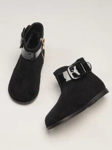 Cô gái Giày ống Suedette  Đồ trang trí khóa Dây kéo bên - màu đen - Xem 5