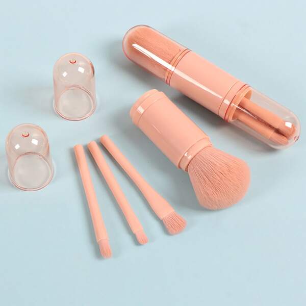 

4 In 1 Multifunction Makeup Brush Set, Coral pink