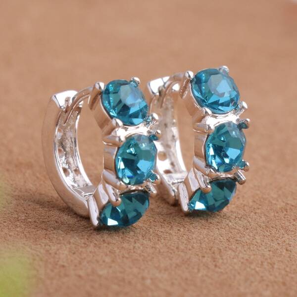 

Rhinestone Decor Hoop Earrings, Blue