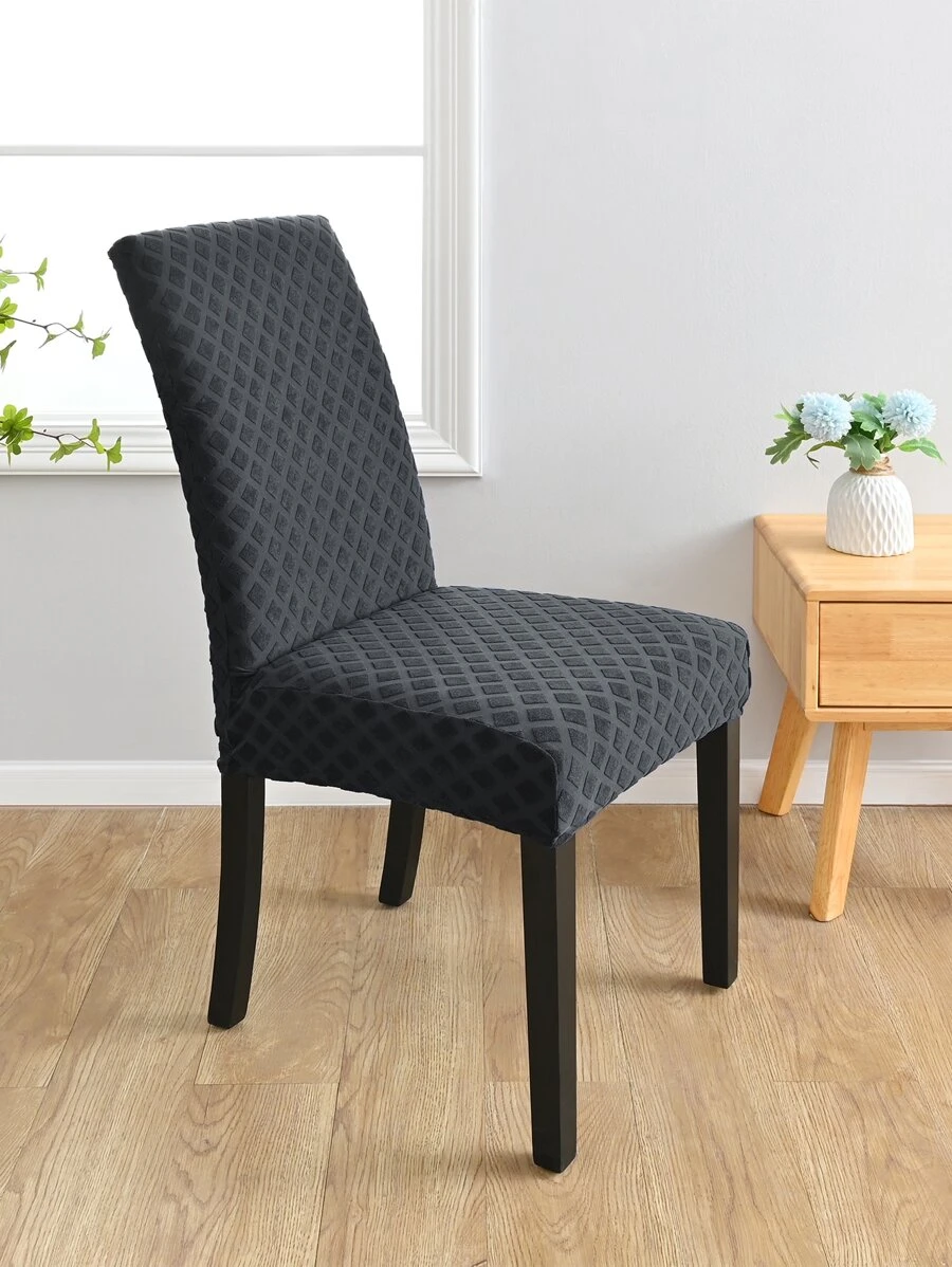 1pc/4pcs/6pcs Jacquard Chair Cover, High Elasticity Dustproof Kitchen Decoration Dining Chair Cover, Suitable For Hotel, Restaurant, Party - Dark Grey - View 1