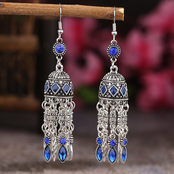 

Rhinestone Decor Vintage Jhumka Earrings, Multicolor