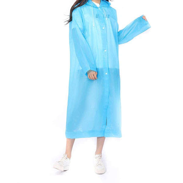 

Drawstring Hooded Raincoat, Blue
