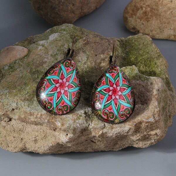 

Floral Print Water Drop Earrings, Multicolor
