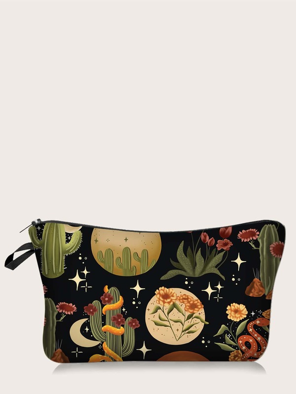 Nécessaire de maquiagem verde com estampa de cacto, estilo Y2K, tamanho ideal para viagens, com design despojado e portátil. Perfeita para organizar seus itens de maquiagem e outros produtos. Ideal para guardar maquiagem e outros itens. Perfeita para decoração de quarto. Ideal para viagens, organização e organização de mesa. Ideal para guardar maquiagem e outros itens essenciais. Perfeita para o Natal e para presentear mulheres.