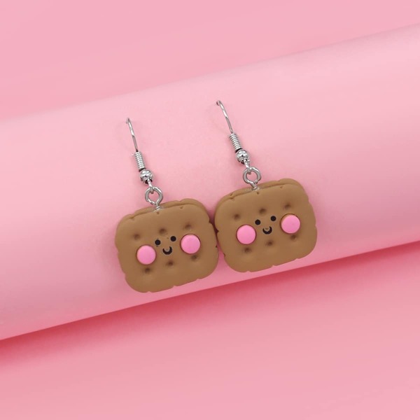 

Girls Cookie Decor Drop Earrings, Brown