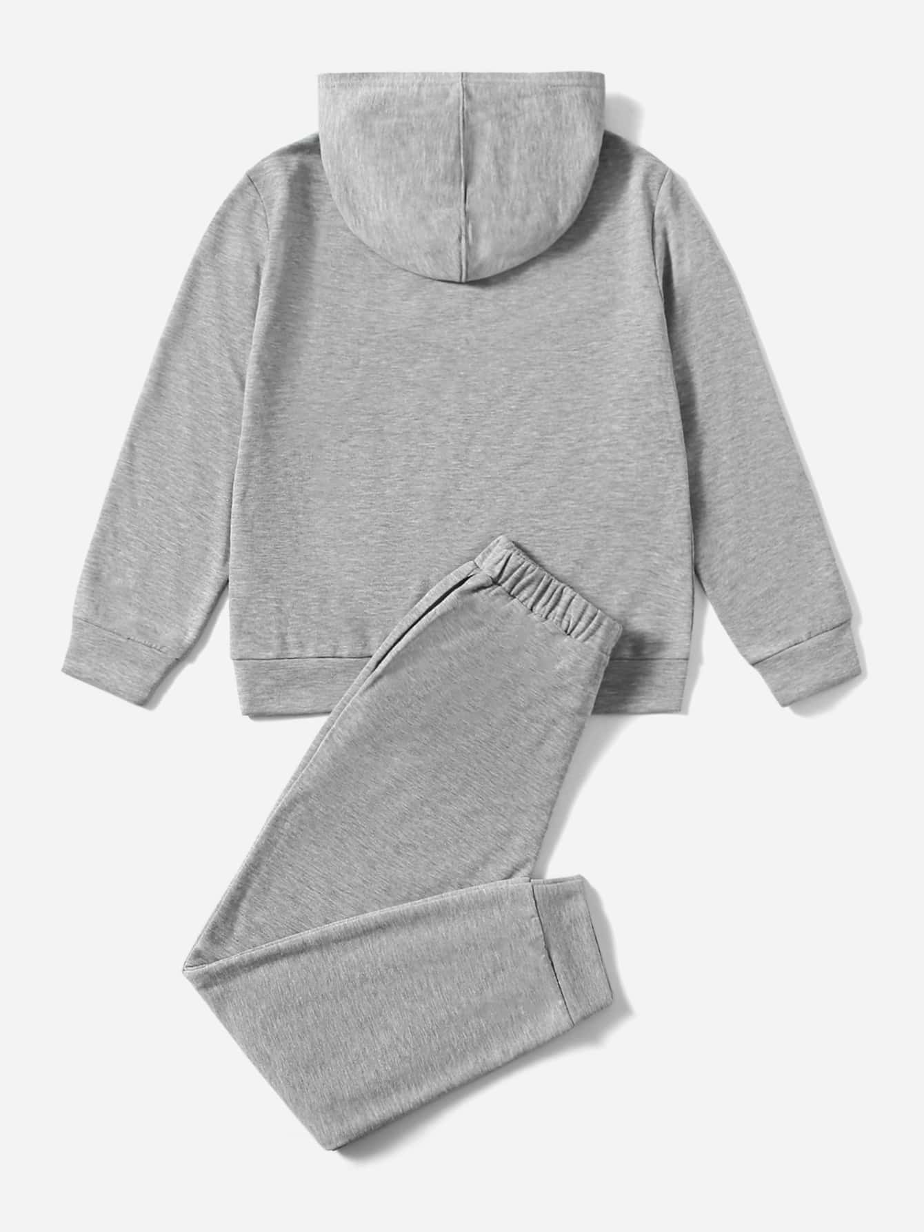 SHEIN Boys Cut And Sew Hoodie & Sweatpants - Multicolor - View 2