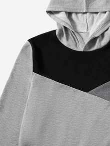 SHEIN Boys Cut And Sew Hoodie & Joggers - Multicolor - View 4