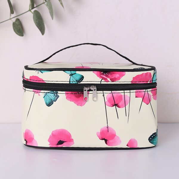 

Butterfly & Flower Painted Makeup Bag, Multicolor