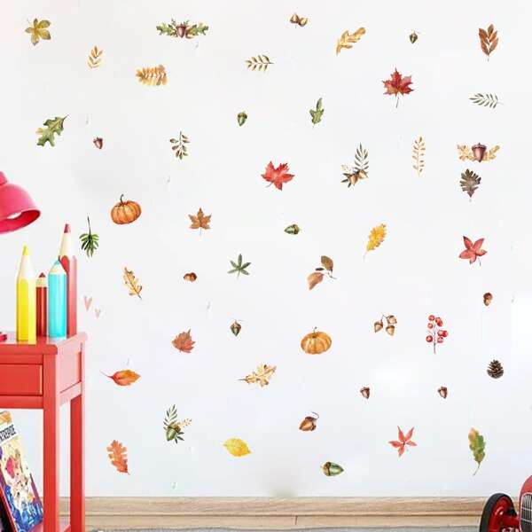 

1pc Autumn Pattern Wall Sticker, Multicolor