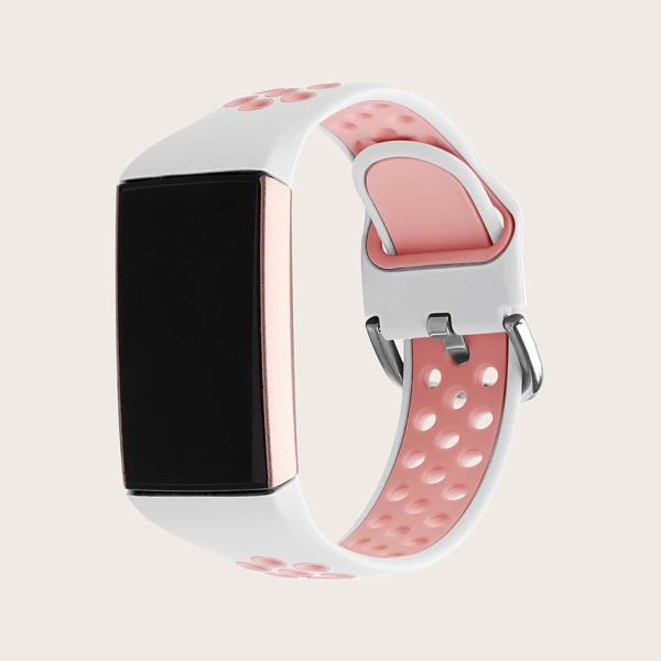 

Colorblock Watchband For Fitbit Charge3/4, White