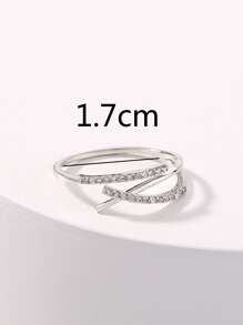 Nooxian 1 chiếc nhẫn hở sang trọng có thể điều chỉnh với đá khối Zirconia, đồng mạ bạch kim giả thanh lịch - Bạc - Xem 4