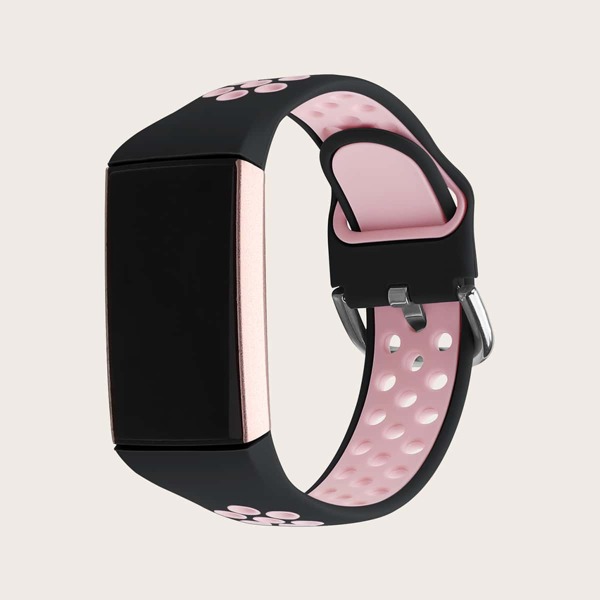 

Colorblock Watchband For Fitbit Charge3/4, Black
