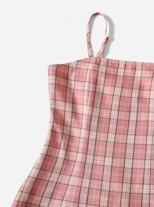 SHEIN 青少年女孩條紋針織上衣和格紋印花吊帶洋裝