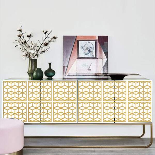

4pcs Geometric Mirror Wall Sticker, Gold