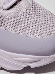 CUCCOO BASICS 鏈條裝飾前綁帶針織老爹鞋 - 紫色 - 查看 3