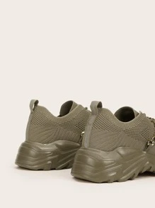 Minimalist Chain Decor Chunky Sneakers Sports Shoes Casual Shoes - Khaki - View 6