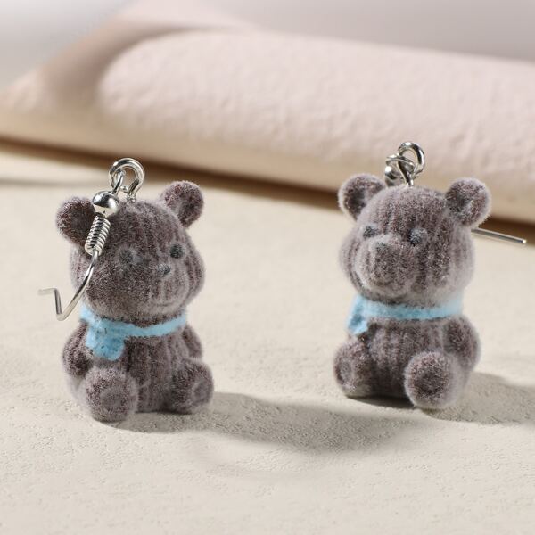 

Bear Drop Earrings, Brown
