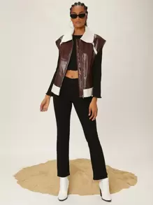 SHEINNeu Cappotto collo in ecopelliccia senza maniche