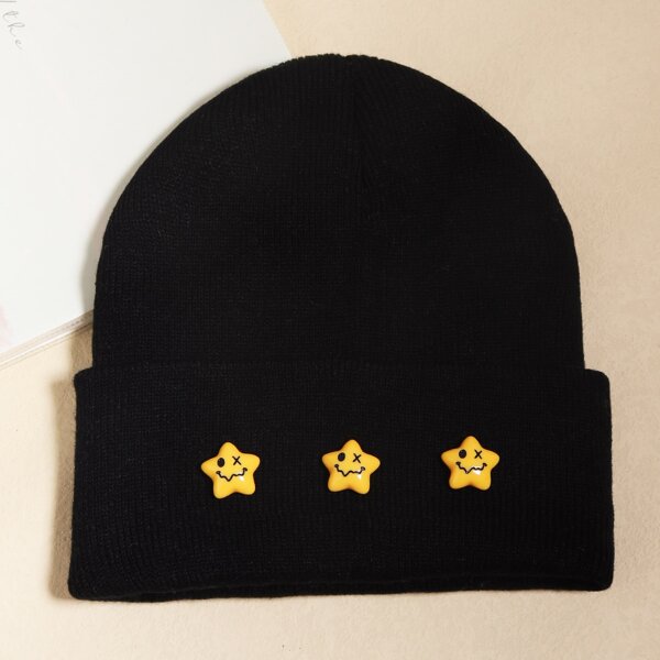 

Cartoon Decor Beanie, Black
