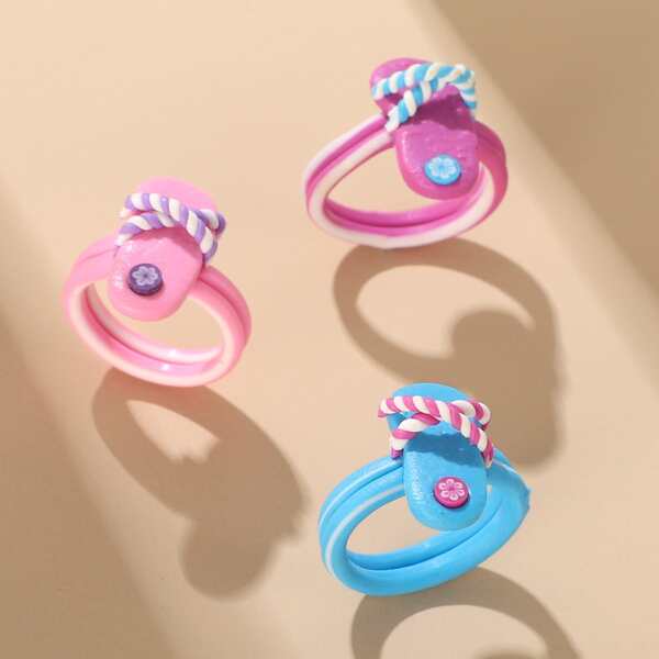 

3pcs Random Color Cartoon Ring, Multicolor