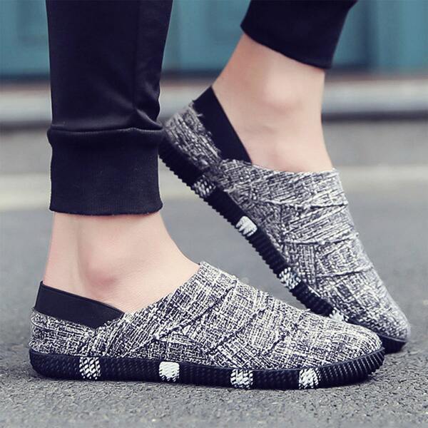 

Men Knit Detail Loafers, Grey