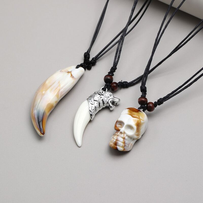 

3pcs Skull Pendant Necklace, Multicolor