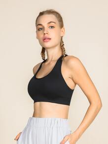 Seamless Minimizes Bounce Sports Bra - Black - View 1