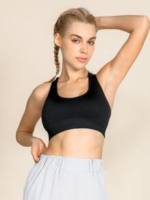 Seamless Minimizes Bounce Sports Bra - Black - View 4