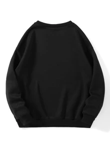 SHEIN EZwear Áo nỉ ấm áp In Nấm Thả vai - màu đen - Xem 2