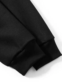 SHEIN EZwear Áo nỉ ấm áp In Nấm Thả vai - màu đen - Xem 3