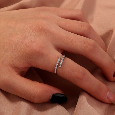 Cubic Zirconia Cuff Ring