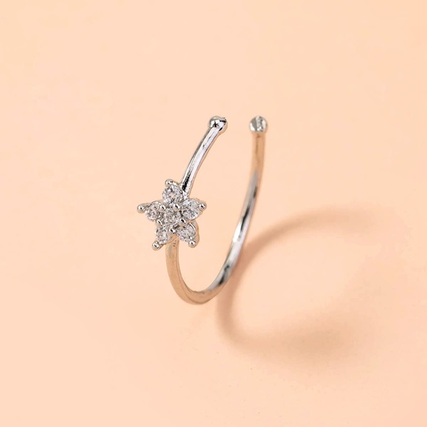 

Zircon Star Decor Nose Ring, Silver