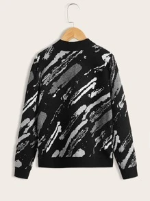 Boys Graphic Pattern Baseball Collar Zip-up Cardigan - Multicolor - View 2