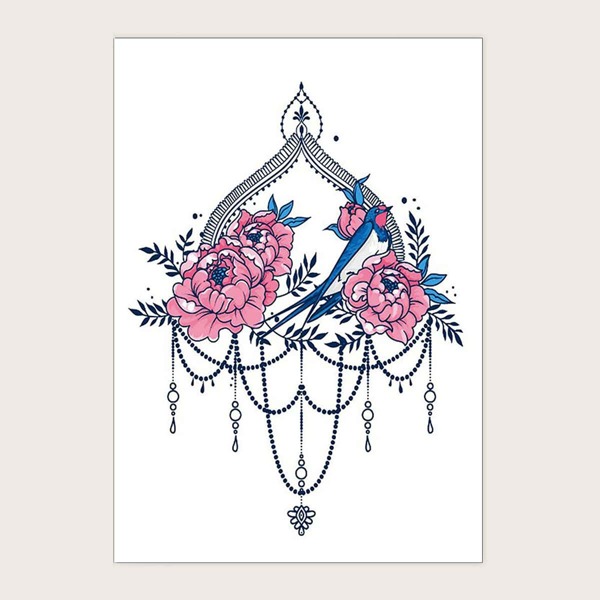 

1sheet Flower Pattern Tattoo Sticker, Multicolor