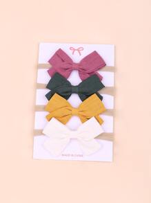 4pcs Baby Bow Decor Hair Band - Multicolor - View 1