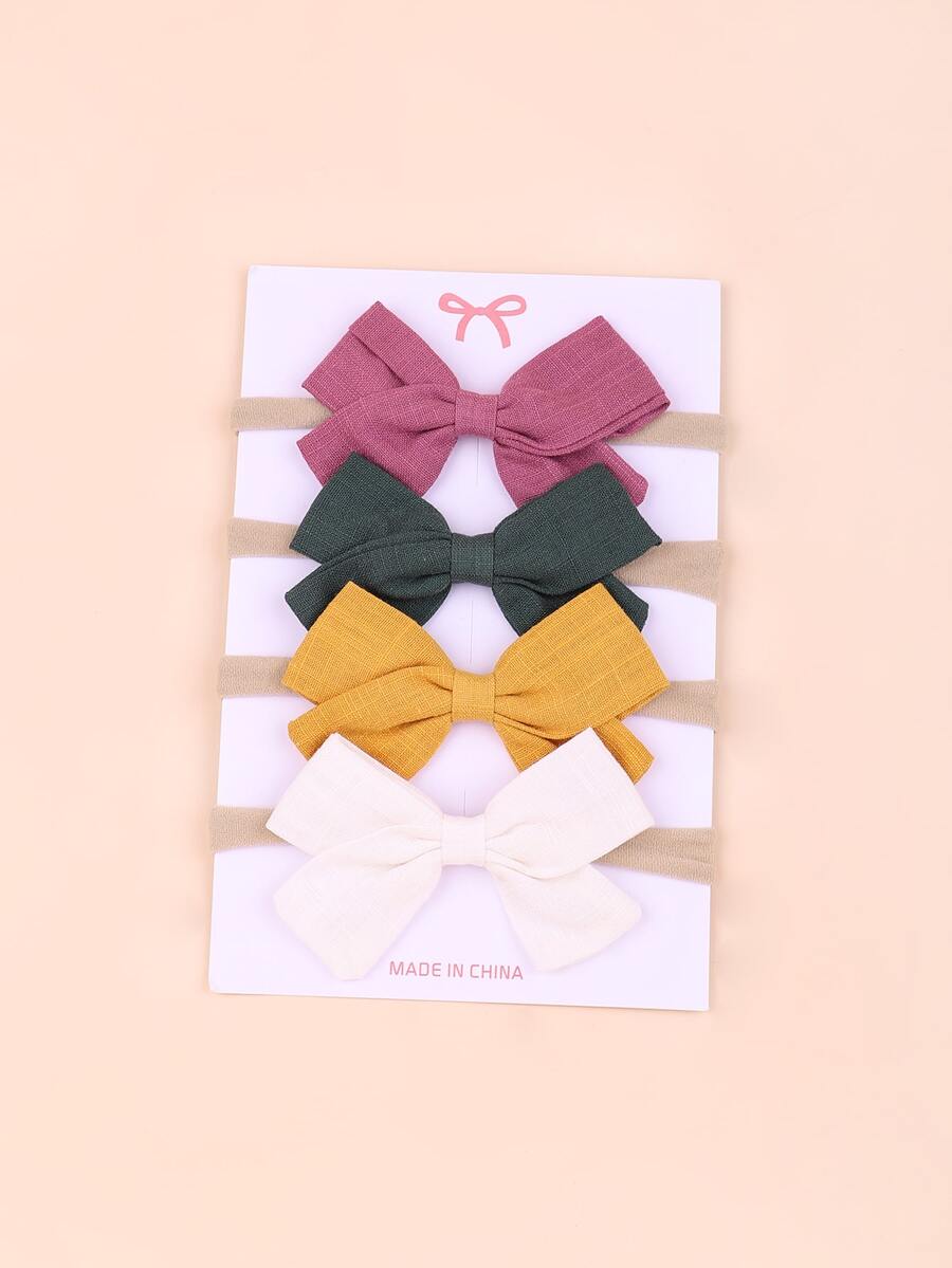 4pcs Baby Bow Decor Hair Band - Multicolor - View 1