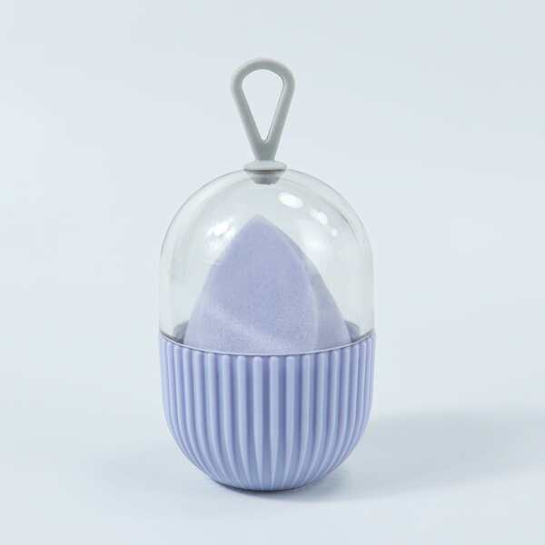 

1pc Makeup Sponge & 1pc Storage Box, Lilac purple