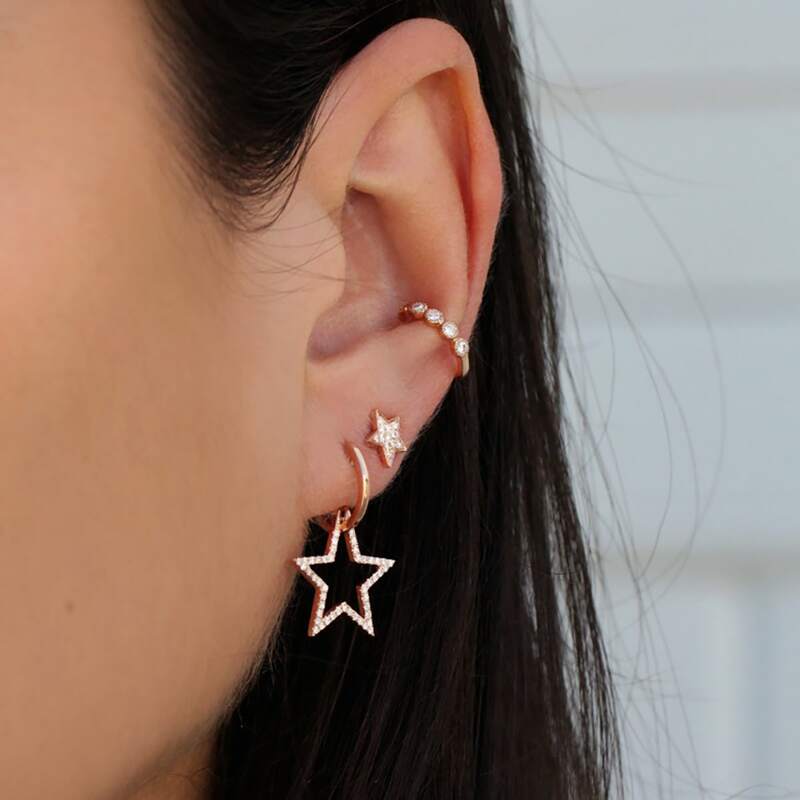 

3pcs Rhinestone Decor Earrings, Gold