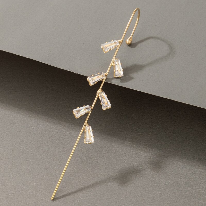 

1pc Rhinestone Decor Ear Cuff, Gold