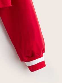 SHEIN Leisure Long Sleeve Teenage Girls' Letter Pattern Pullover Sweatshirt - Red - View 4