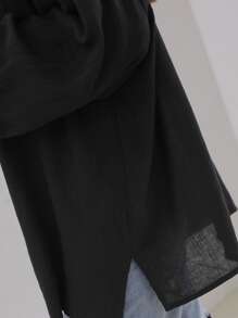 DAZY Patched Pocket Drop Shoulder Shirt - Black - View 3