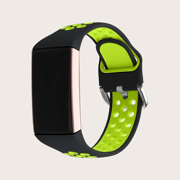 

Colorblock Watchband For Fitbit Charge3/4, Black